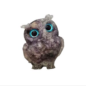 Lilacite Crystal 2" Owl with Gold foil and Exopy Resin